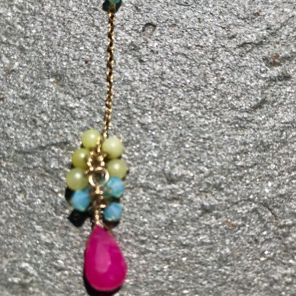 Tangle Drop Earring Wrapped  Gemstone Gold Plated - Picture 2 of 7